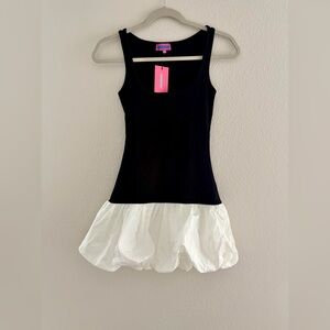 Edikted Black & White Bubble Hem Mini Dress Size XS – Stretchy Bodycon